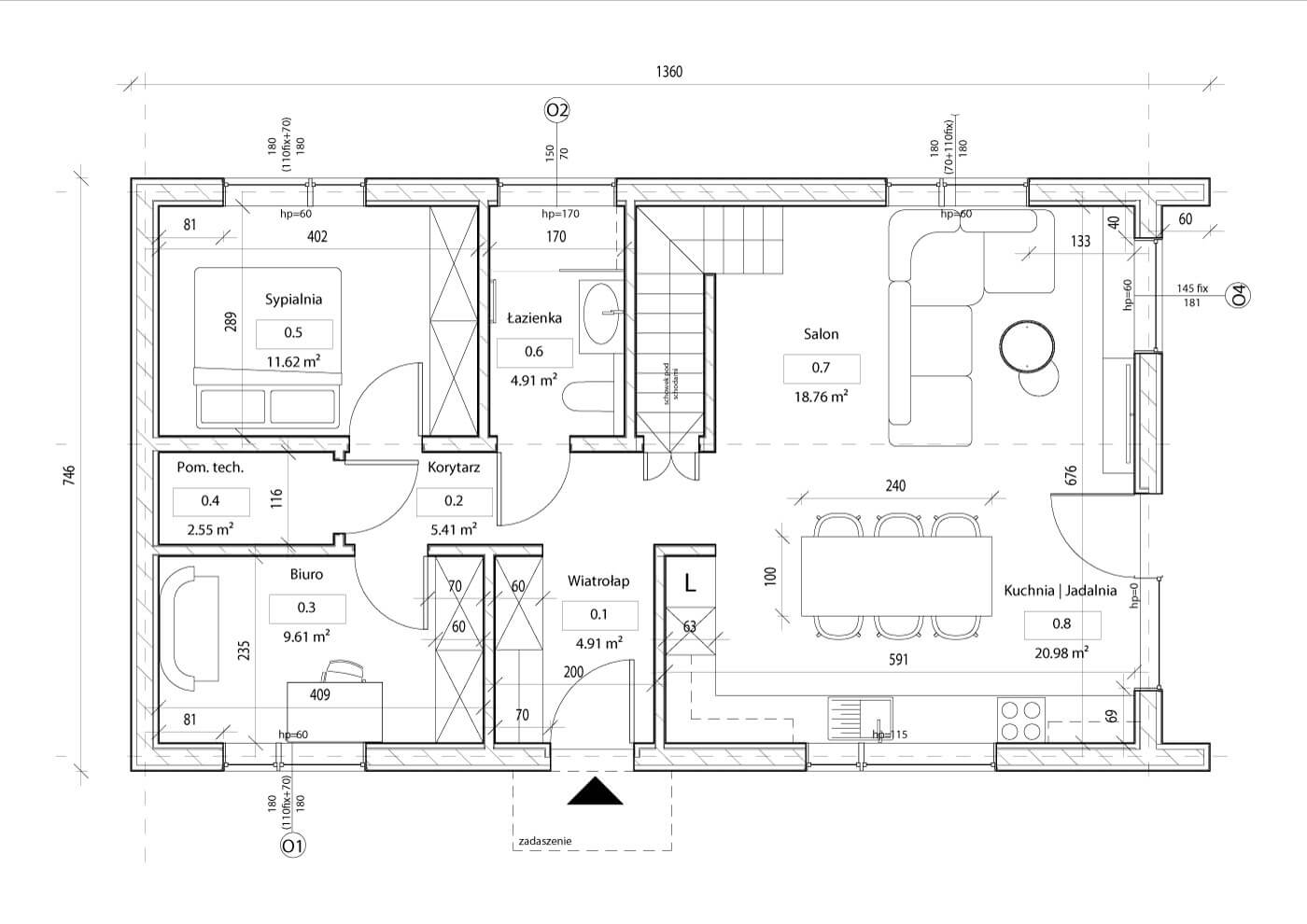 Rzut parteru sole 85 loft